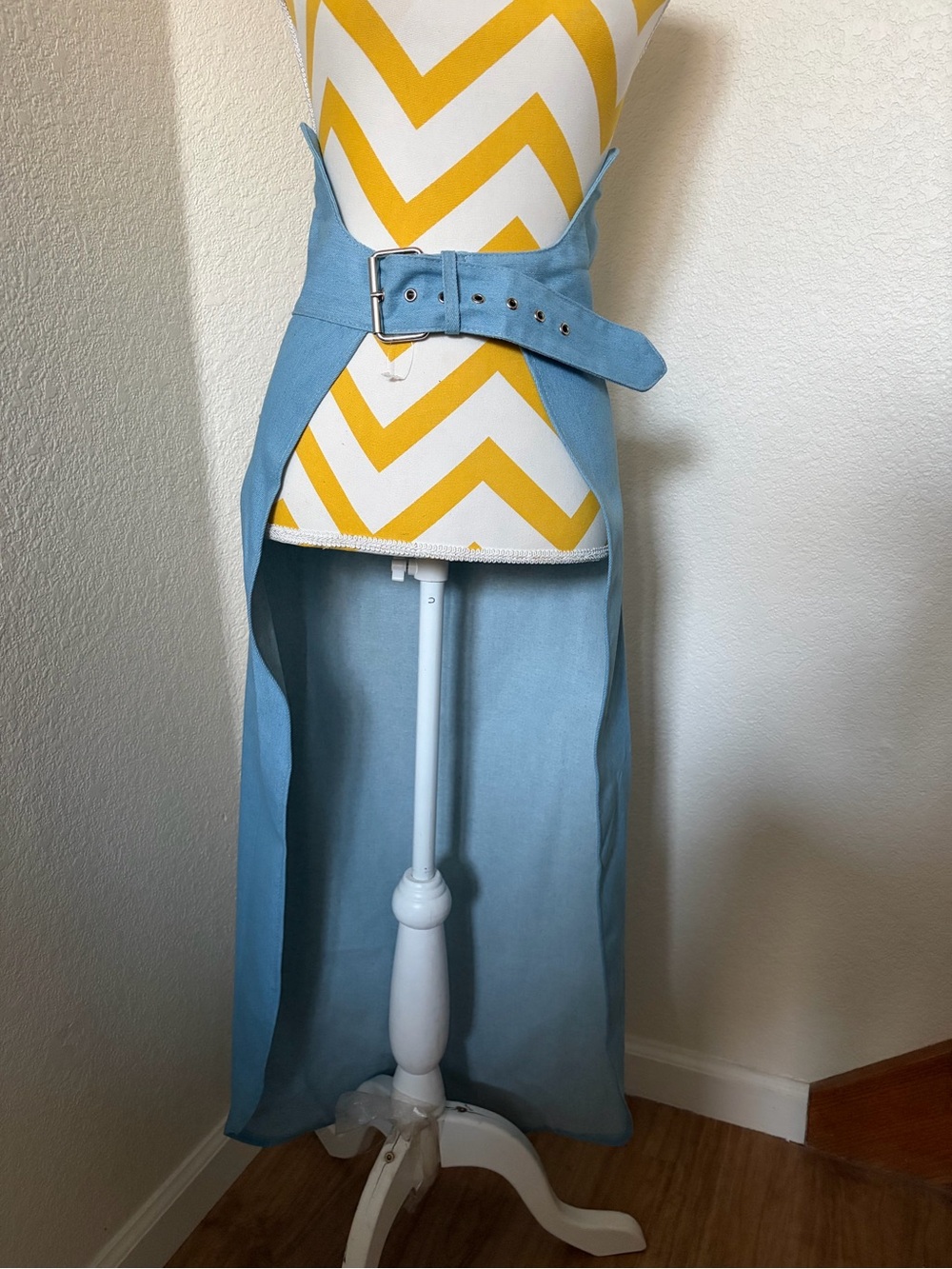 Light Blue jeans belted skirt -